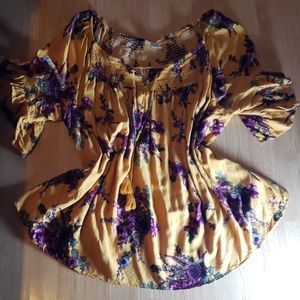 Womens mustard floral blouse